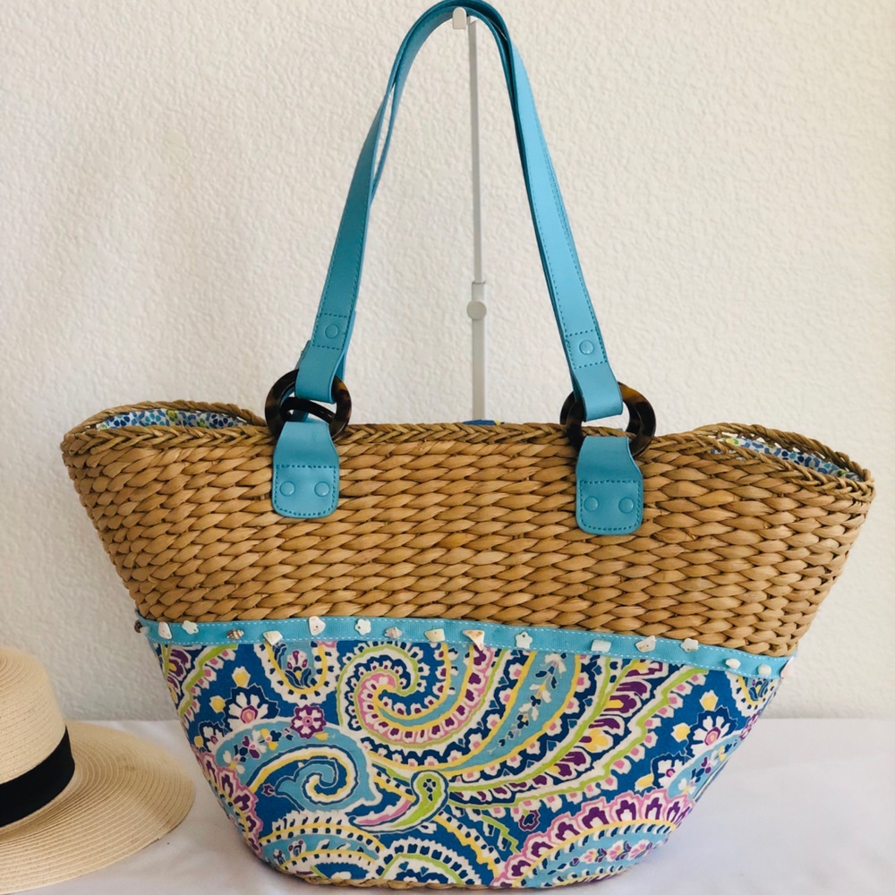 Large Vera Bradley Straw Tote Bag